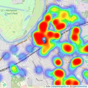 Seymours Estate Agents - Surbiton listings heatmap