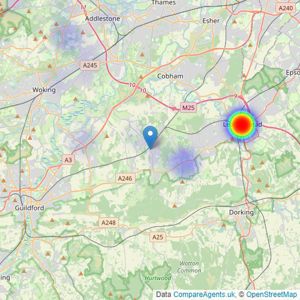 Seymours Estate Agents - West Byfleet listings heatmap