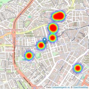 Sheffield City Living - Sheffield listings heatmap