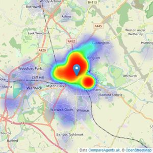 Sheldon Bosley Knight - Leamington Spa listings heatmap