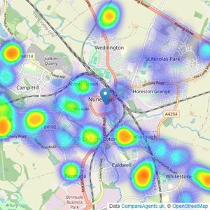 Sheldon Bosley Knight - Nuneaton listings heatmap