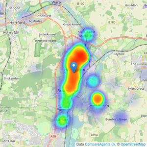 Shepherds Estate Agents - Hoddesdon listings heatmap