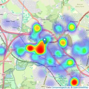 Shipways - Great Barr listings heatmap