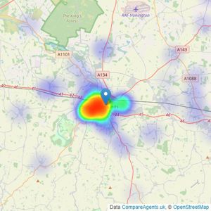 Shires - Bury St Edmunds listings heatmap