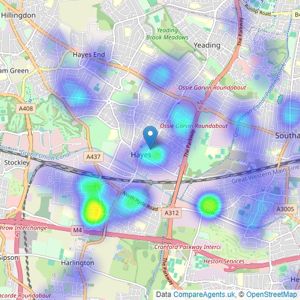 Simple Estate Agents - Hayes listings heatmap