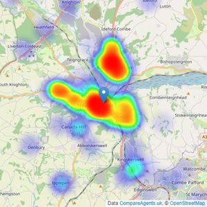 Simply Green Estate Agents - Newton Abbot listings heatmap