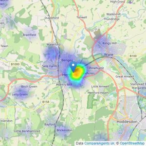 Simply Homes - Hertford listings heatmap