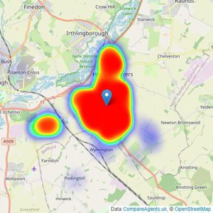 Simpson & Weekley - Rushden listings heatmap