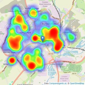 Simpson & Weekley - Wellingborough listings heatmap