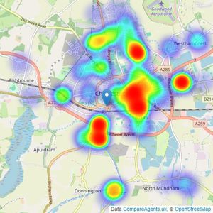 Sims Williams - Chichester listings heatmap