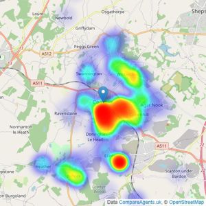 Sinclair Estate Agents - Coalville listings heatmap