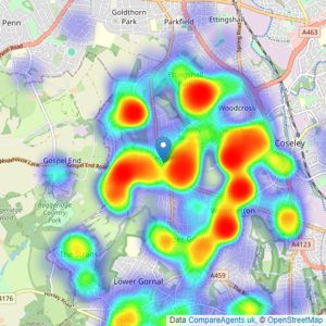 Skitts Estate Agents - Sedgley listings heatmap