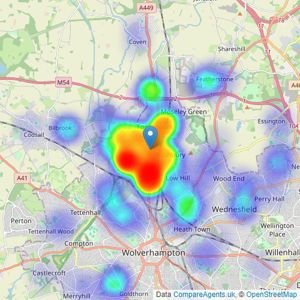 Skitts Estate Agents - Wolverhampton listings heatmap