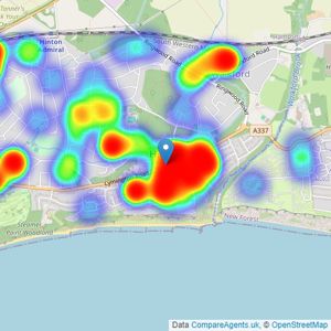 Slades Estate Agents - Highcliffe listings heatmap