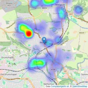 Slater Hogg & Howison - Bearsden, Glasgow listings heatmap