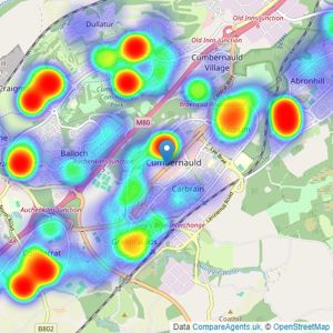 Slater Hogg & Howison - Cumbernauld listings heatmap