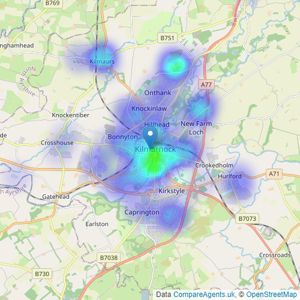 Slater Hogg & Howison - Kilmarnock listings heatmap