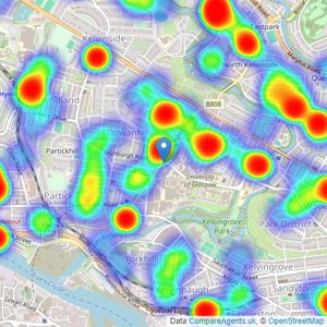 Slater Hogg & Howison - West End, Glasgow listings heatmap