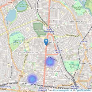 Smart Move - Stoke Newington listings heatmap