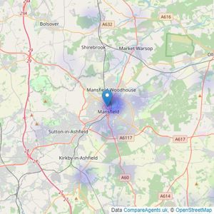 Smith & Co Estates Ltd - Mansfield listings heatmap