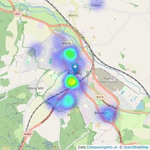 Southwells - Rugeley listings heatmap