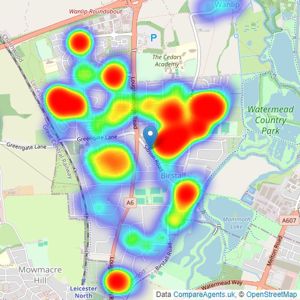 Spencers Estate Agency - Birstall listings heatmap