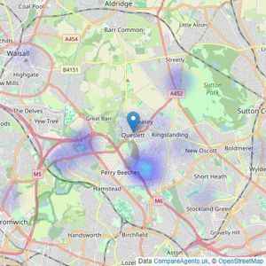 Springers - Great Barr listings heatmap