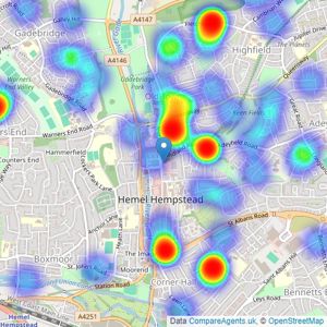 Squire Estates - Hemel Hempstead listings heatmap