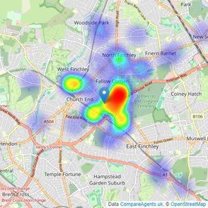 Squires Estates - Finchley listings heatmap