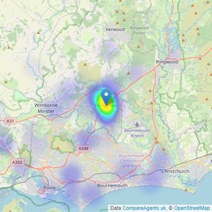 St Quintin Estate Agents - Ferndown listings heatmap