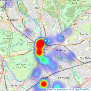 Stack & Bonner - Kingston Upon Thames listings heatmap