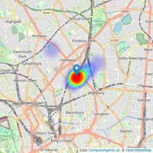 Stadium Residential - Islington listings heatmap