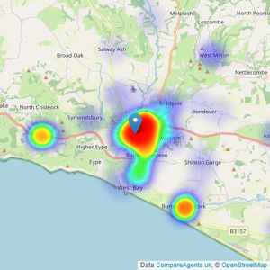 Stags - Bridport listings heatmap