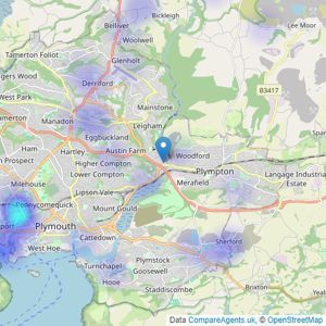 Stags - Plymouth listings heatmap