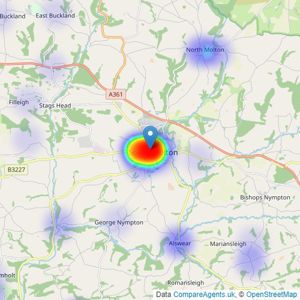 Stags - South Molton listings heatmap