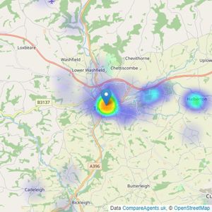 Stags - Tiverton listings heatmap