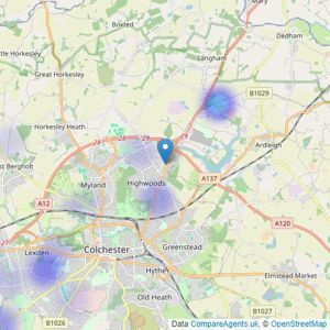 Stanfords - Colchester listings heatmap