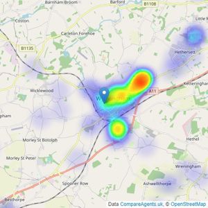 Starkings & Watson - Wymondham listings heatmap