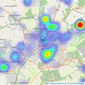 Staton & Cushley - Mansfield listings heatmap