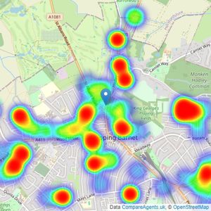 Statons - Barnet - Sales listings heatmap