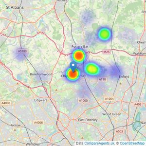 Statons New Homes Showcase - Barnet listings heatmap