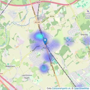 Statons - Radlett listings heatmap