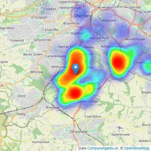 Staves Estate Agents - Sheffield listings heatmap