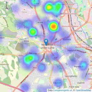 Stephenson Browne Ltd - Newcastle Under Lyme listings heatmap