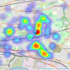 Steps Estate Agents - Dagenham listings heatmap