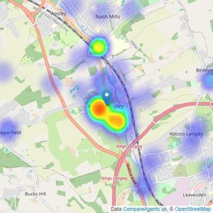 Sterling Estate Agents - Kings Langley, Abbots Langley & Watford listings heatmap