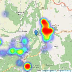 Steve Gooch Estate Agents - Mitcheldean listings heatmap