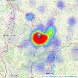 Steven Oates - Hertford listings heatmap