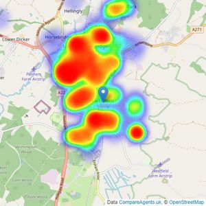 Stevens & Carter - Hailsham listings heatmap