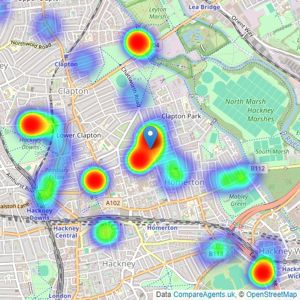 Stirling Ackroyd - Clapton listings heatmap